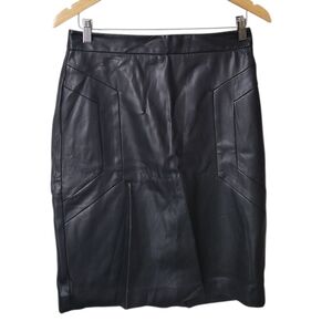 DKNY Black Leather Pencil Skirt